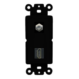 RiteAV - Coax HDMI Port Wall Plate Decorative (Insert) - Rocker [Black/Black]