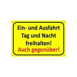 Einfahrt freihalten Signs - Ausfahrt freihalten Sign - auch gegenüber - Parken verbotten - Garage Tag und Nacht freihalten (30 x 20 cm) (1 Piekt Einfahrt freihalten Tag und Nacht)