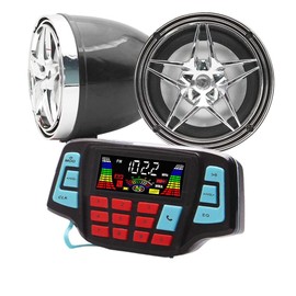 UTV ATV Bluetooth Amplifier Sound System Hand-Free Speakers FM USB Audio 3 Inch Speakers 12V Motorcycle Waterproof FM Radio Stereo Speaker (Black Skull Speaker)