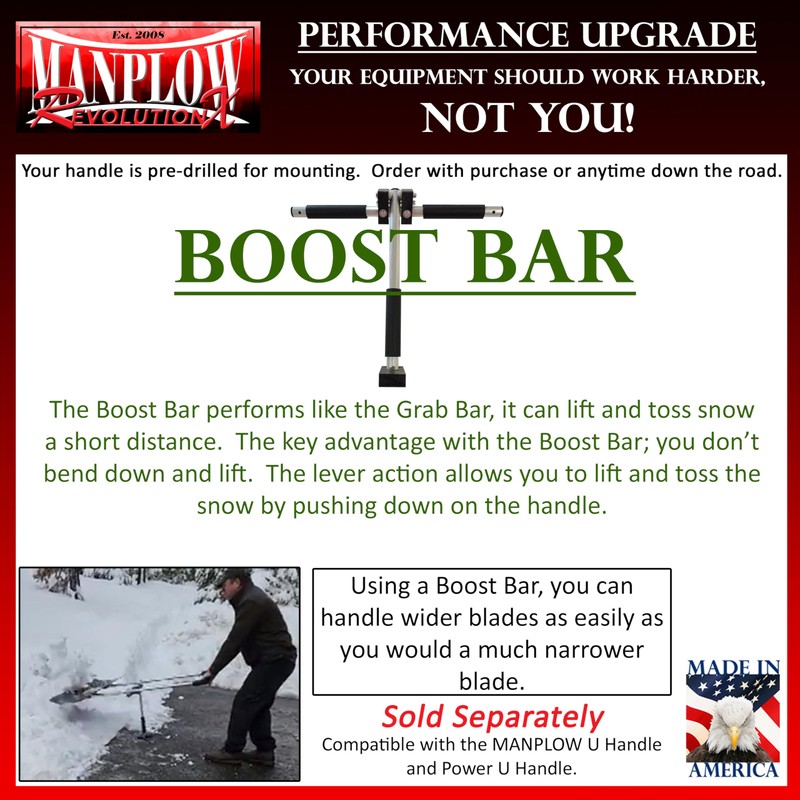 MANPLOW RevolutionX Snow Pushers and Shovels (Power U Handle, 48")