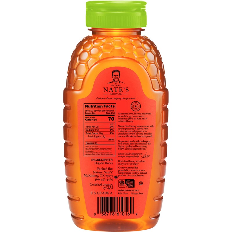 Nature Nate's Organic Honey 16 oz (Pack of 6)