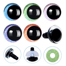 40Pcs 3D Glitter Safety Eyes and Washers - Thalinfayi 25mm 5Colors Strabismus Safety Eyes Glitter Moon Crochet Amigurumi Eyes for DIY Making or Replace of Amigurumi, Crafts, Crochet Doll Supplies