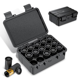 JJC Sturdy Secure 35mm Film Case Canister Holder with 15 Rolls Film Canister,IP67 Waterproof 35mm Film Container for 15 Rolls135 Film