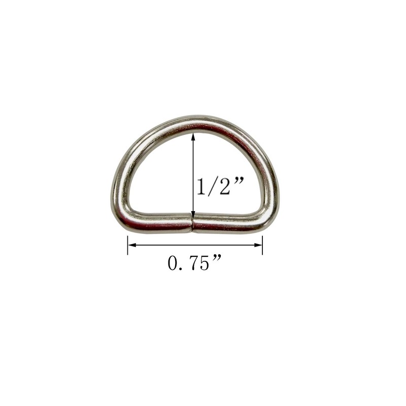 50 Pack of Metal D Rings Heavy Duty 3/4 Inch
