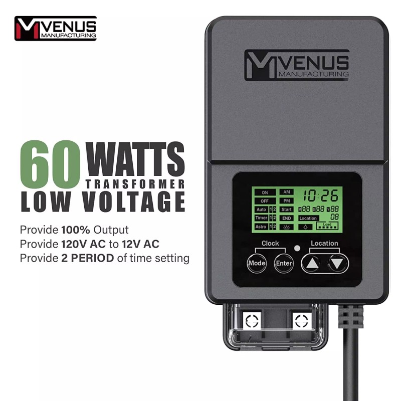VENUS MANUFACTURING 60W Outdoor Low Voltage Transformer with Timer