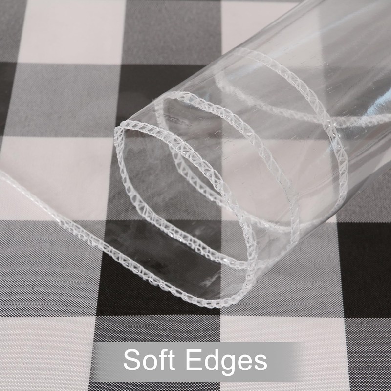 DWCN Clear Plastic 100% Waterproof Tablecloth Vinyl PVC Rectangle Table