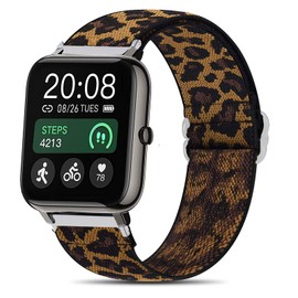 Compatible for Popglory Smartwatch Band, Giaogor Stretch Elastics Adjustable Strap Compatible for Popglory P22/Donerton Smartwatch/itouch air 3/FirYawee Smartwatch/Virmee VT3 (Leopard)