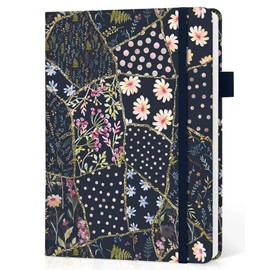 Lined Journal Notebook for Women & Men, Hardcover Leather Journal for writing, A5 College Ruled Notebook for Work & Note Taking, Perfect for Office School Home Supplies, 160 Pages, Patchwork Floral