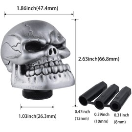Padaodao Skull Gear Knob Car Shift Handle Head Accessories for Most Manual Transmission Vehicles SUV Trucks, Silver