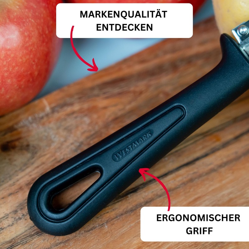 Westmark 28032270 Sparschäler Gentle für Linkshänder, PP/Edelstahl, schwarz / silber,