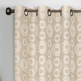 Constellation Grommet Window Curtain Panel - 52 Inch Width, 63 Inch Length, 2.25-inch Grommets - Linen - Soft Light Filtering & Machine Washable Drapes with Woven Jacquard Fabric by Achim Home Decor