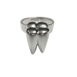 Kiola Designs Silver Toned Shiny Dental Tooth Teeth Adjustable Size Fashion Ring