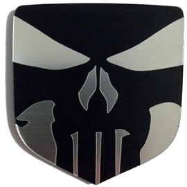 24Designs Compatible Front Emblem Full Punisher Silver Replacement for Dodge Ram Srt10