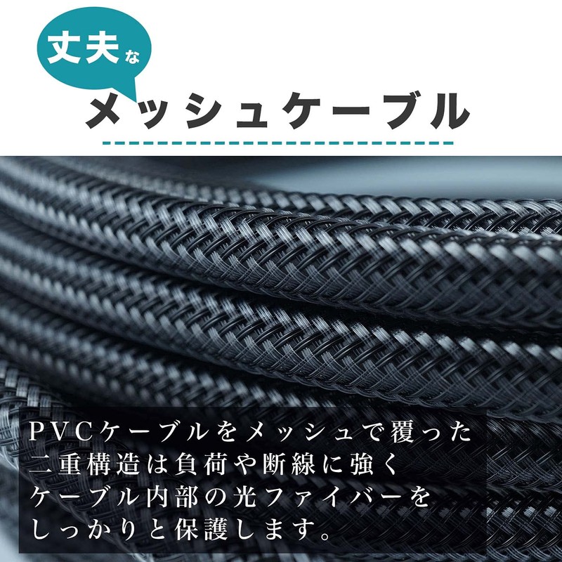 Holic Optical Fiber HDMI Cable, 32.8 ft (10 m), Mesh