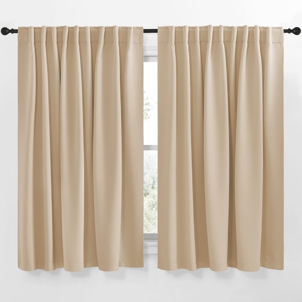 NICETOWN Window Treatment Elegant Curtains - (Biscotti Beige Color) 70