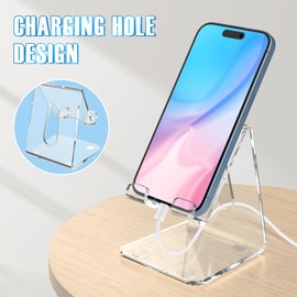 Tomorotec Iridescent Acrylic Cell Phone Stand, Portable Phone Holder for Desk Non-Slip Desktop Smartphones/Tablets Holder