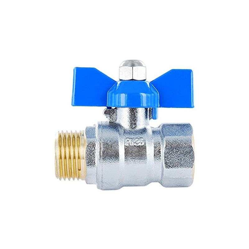 Gen Ebre Brass Ball Valve 2 Pieces Butterfly Handle; male/female;