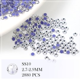 Sularpek Hotfix Rhinestones, 2880 Pcs Hot Fix Crystal Flatback Rhinestones, SS10 Flat Back Crystal Rhinestones Round Gems for Crafts Clothes DIY Decoration