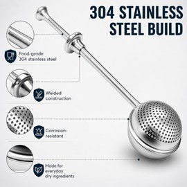 Mnixy Stainless Steel Baking Dusting Wand with Spring Handle
