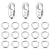 ALEXCRAFT 23 Pcs SquareLobster Clasps with Jump Rings Set S925
