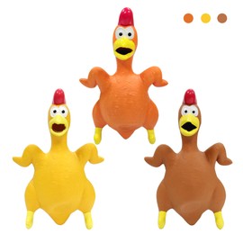 LLSPET Chicken Dog Toys,Nartural Rubber Grilled Chicken Squeaky Toys, Durable Chew Dog Toys for Small Medium Large Size Dogs, Teething Puppy Dogs (3 Packs)