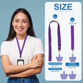 PATIKIL Smart Phone Lanyard, 2Pcs Adjustable Crossbody Cell Phone Neck Strap Lanyard with Wrist Strap and 4 Patches for Most Smartphones ID Badges Keychain, Purple