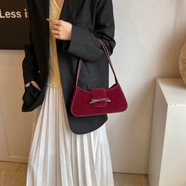 YFGBCX Suede Handbag for Women Suede Hobo Bag Y2k Shoulder Bag for Women Brown Bow Purse