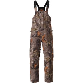 NEW VIEW Insulated Hunting Bibs for Men, Adjustable Suspenders, Silent Fleece-Lined Camo Bib, Water-Resistant Winter Overalls (Leaf Camo, X-Large)