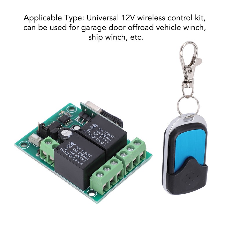 Wireless Relay Remote Control Kit DC12V 75ft Range Universal Transmitter