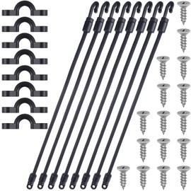 Gejoy 8 Sets Rod Strap Holder Boat Deck Rod Straps Rod Tamer Straps Fishing Rod Hold Down Straps Deck Mount Connector Boat Fishing Rod Straps Deck Mount Straps for Fishing Boat Kayak (12 Inch), black