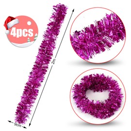 Christmas Garlands, 4 Pieces Tinsel Christmas Tree, 2 m Tinsel Garland, Tinsel Garland Christmas, Christmas Decoration Tinsel for Christmas Tree, Christmas Party, Birthday Party Decoration (White)