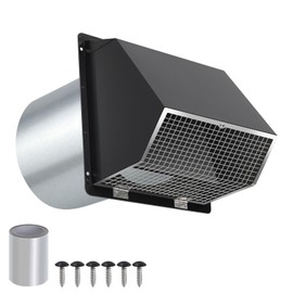 5 Inch Hooded Wall Vent with Screen and Damper,5"Exhaust Vent Dryer Vent Cover Outside,5" Vent Cover Exterior Wall Vent Cap for Kitchen Range Hood Vent Dryer Air Vent Bathroom Exhaust,Galvanized Steel
