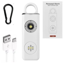 Siren Self Defense for Women - Personal Alarm for Women, Children, & Elderly - Recommended by Police - 130 dB Loud Self Defense Keychain Siren with LED Strobe Light (White)