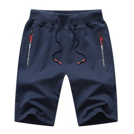 Tansozer Pantalones cortos deportivos para hombre con bolsillos con cierre, azul (Blue 03), Small