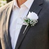 Latious Rose Wedding Boutonniere White Groom Flower Buttonholes for Men