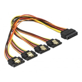 DeLOCK Cable SATA 15pin Male to 4 x SATA 15pin Female – Black/Red