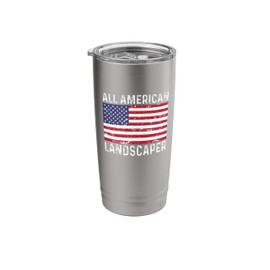 Yard Work Worker 4th Fourth of July All American Flag USA Stainless Steel Insulated Tumbler