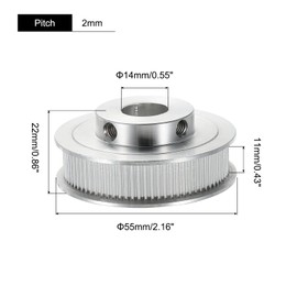 MECCANIXITY 80 Teeth 14mm Bore Timing Pulley, Aluminium Synchronous Wheel 22mm with Screw for 3D Printer Belt, CNC Machine