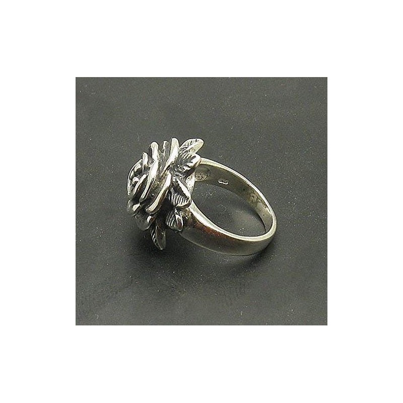 Sterling silver ring flower rose solid 925 Empress size G