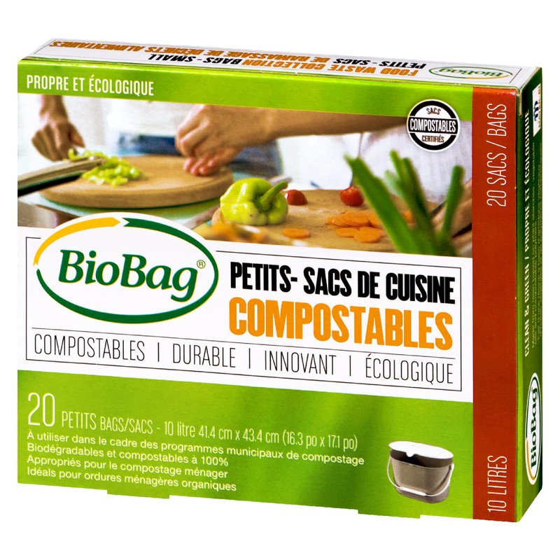 BioBag Small Compostable and Biodegradable Kitchen Bags for Food Scraps,