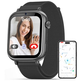 TotsyFun 2025 Smart Watch for Kids 6-12 [Kids GPS Tracker/Video Call] Kids Smart Watches Boys Girls, Kids Watch with GPS Tracker, School Mode, Safety Alert, GPS Tracker for Kids Smart Watch, Black