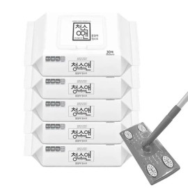 Milgio 밀지오 부직포 청소기 밀대걸레세트[밀대1+물걸레포5] Milgeo Non-Woven Cleaning Mop Set [1 Mop + 5 Wet Cloths]