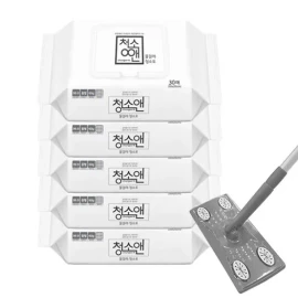 Milgio 밀지오 부직포 청소기 밀대걸레세트[밀대1+물걸레포5] Milgeo Non-Woven Cleaning Mop Set [1 Mop + 5 Wet Cloths]