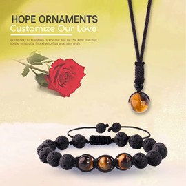 Tiger Eye Lava Rock Beads Bracelets and Necklace Set (Tiger Eye)