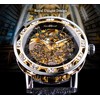 Winner Retro Manual Mechanical Skeleton Watch with Diamond and Carving
