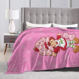 Strawberry Shortcake Pattern Custard Cartoon Movies Plush Blanket, Soft Flannel Blanket, - Colour: 30"x40"