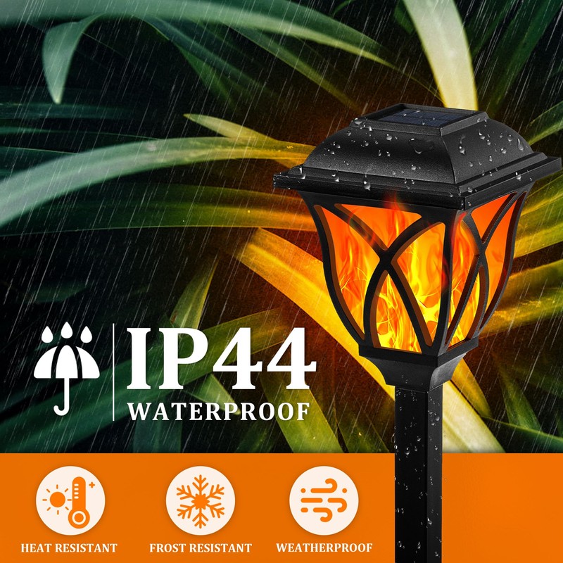 GIGALUMI Solar Lights Outdoor Waterproof, 8 Pack Flickering Flame LED