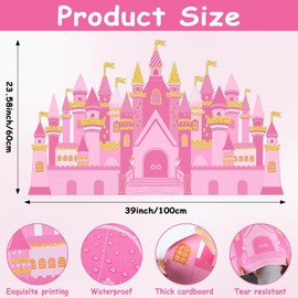 Pink Castle Cardboard Princess Castle Birthday Backdrop for Princess Party Decoration Pink Royal Castle Photography Background Castle Table Decoration for Girl Birthday Party Decorations Supplies