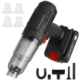 Mulcort Car Vacuum Cleaner Portable Air Duster 2in1 Brushless Motor 80000 RPM Vacuum Suction Blower with LED Light Dual Use for Home Office Keyboard with 5pcs Nozzles and Carry Bag