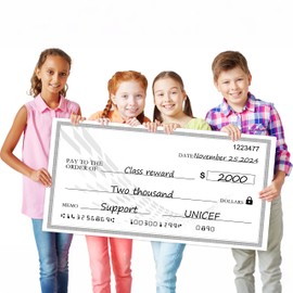 Reusable Big Check [30" x 16"] - Giant Dry Erase Checks for Presentations, Novelty Oversized Blank Checks,Large Fake Checks for Donation, Awards,Fundraisers